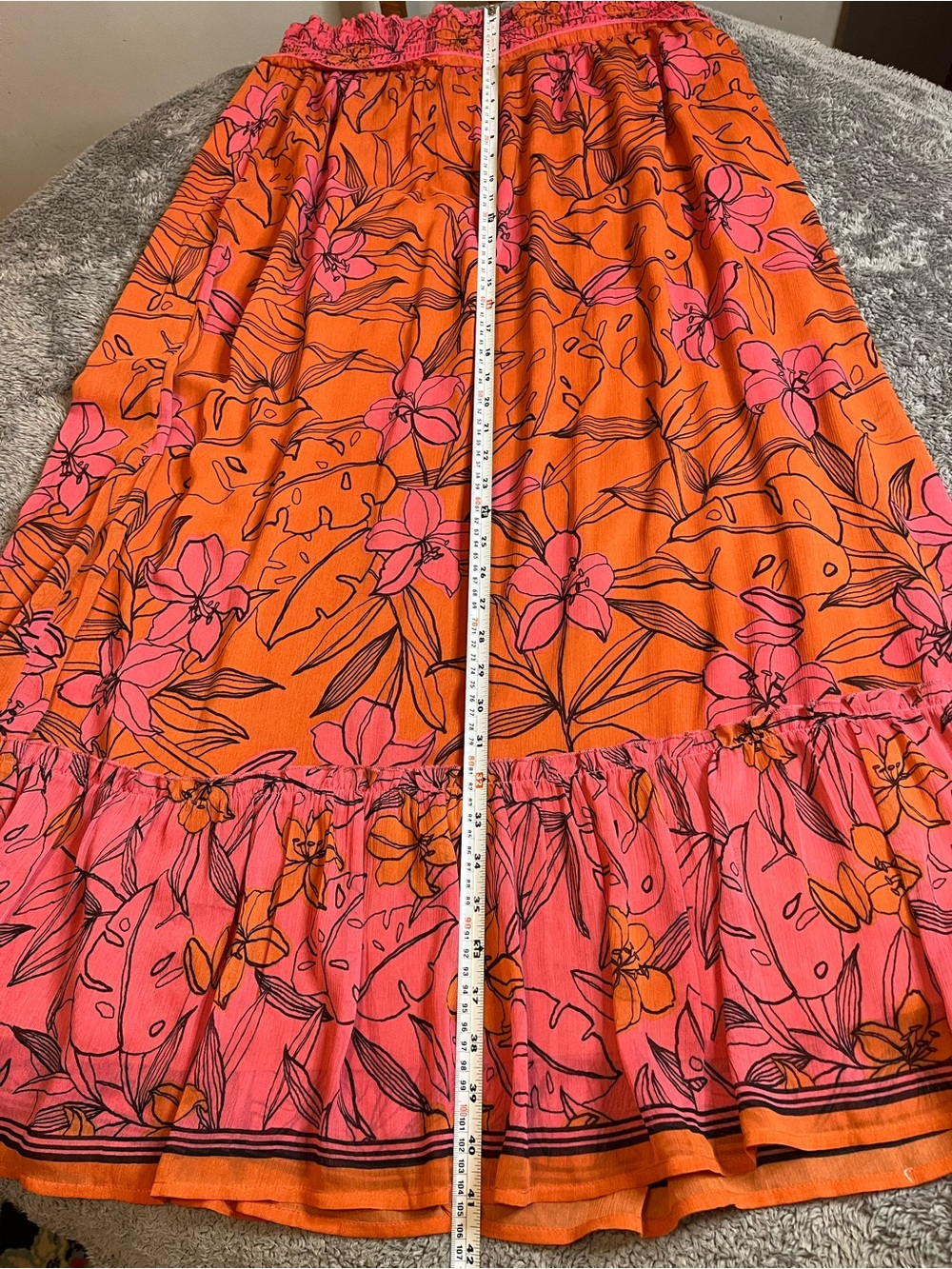 Vibrant Orange & Pink Floral Maxi Skirt - Picture 8 of 8